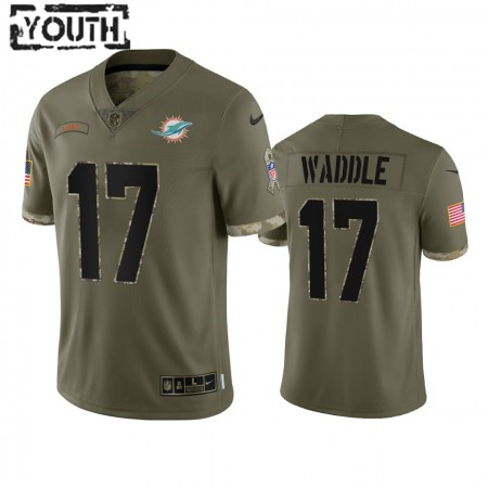 Maillot Miami Dolphins Jaylen Waddle 17 Olive 2022 Salute To Service Limited - Enfant